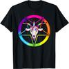 Creepy Demon Head Shirt Rainbow Baphomet Pentagram Sigil T-Shirt