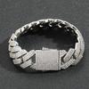 Street Rock Hip Hop Jewelry 20mm Wide Heavy Thick Rhombus Miami Cuban Chain Bracelet Iced Out Prong Cuban Link Bracelet