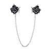 Women Sweater Clip Collar Brooch with Flower Inlaid Alloy Chain Cardigan Buckle Connect Decoration