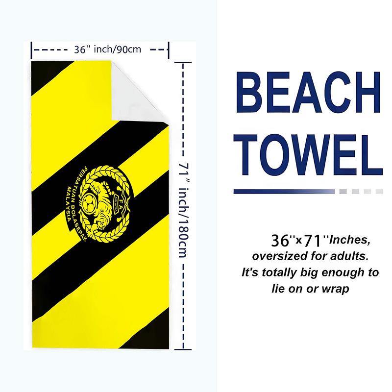 Malaysia Football Print Beach Towel, Large Soft Quick Dry Towel for Beach Camping Swimming