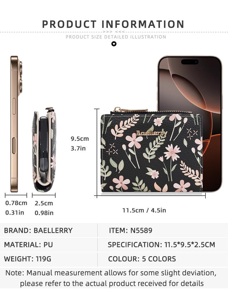 Women's Korean Style High-End Short Wallet - Card Holder & Printed Design