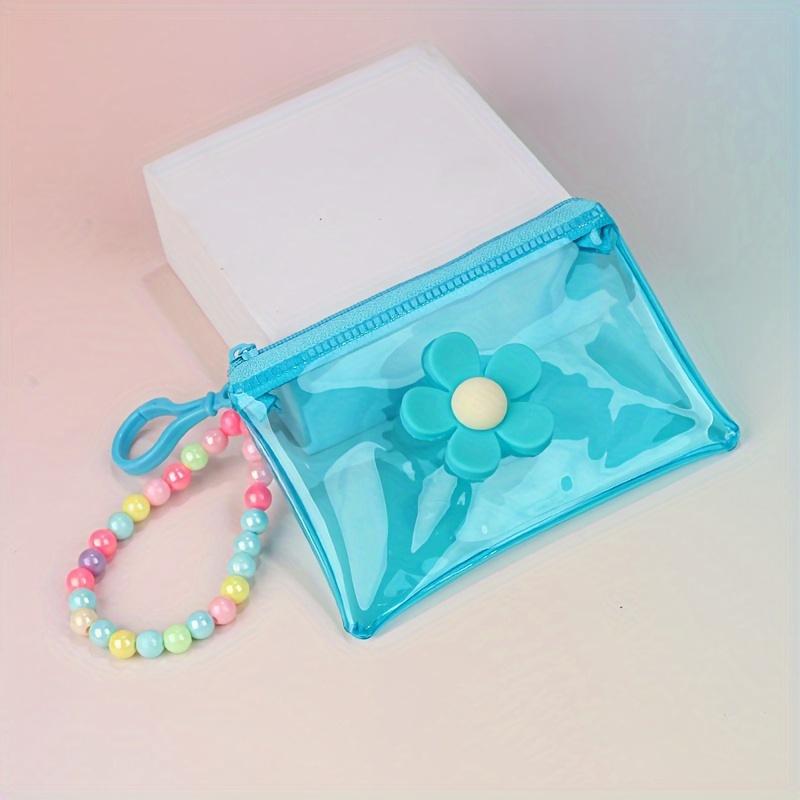 Transparent PVC Chic Coin Purse | Compact Key & Card Holder, Zip Closure | Easy Clean with Beaded Chain