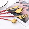 48Pcs Red Gold Cutlery Set Mirror Dinnenrware Set Stainless Steel Flatware Dinner Knife Fork Spoon Teaspoon For Home Tableware