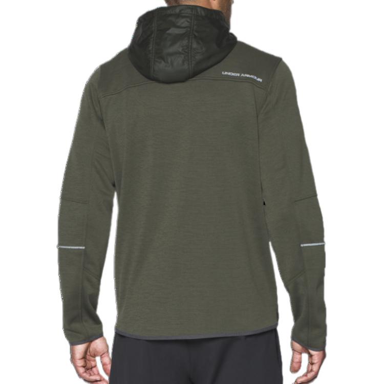 Under Armour Solid Color Hooded Zip Jacket With Brand Logo Print And Reflective Design Men Jackets Green 1280754-334