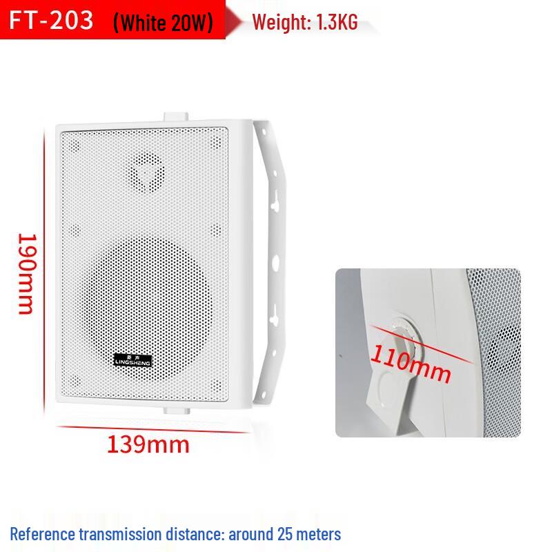 Lingsheng Professional 200W PA Amplifier & 4 Wall Speaker System (CN Version)