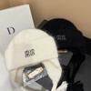 Winter Hot Diamond Rabbit Wool Knitted Warm Ear Protection Hat Outdoor Light Luxury Wool Hat Fashionable Letter Cold Hat