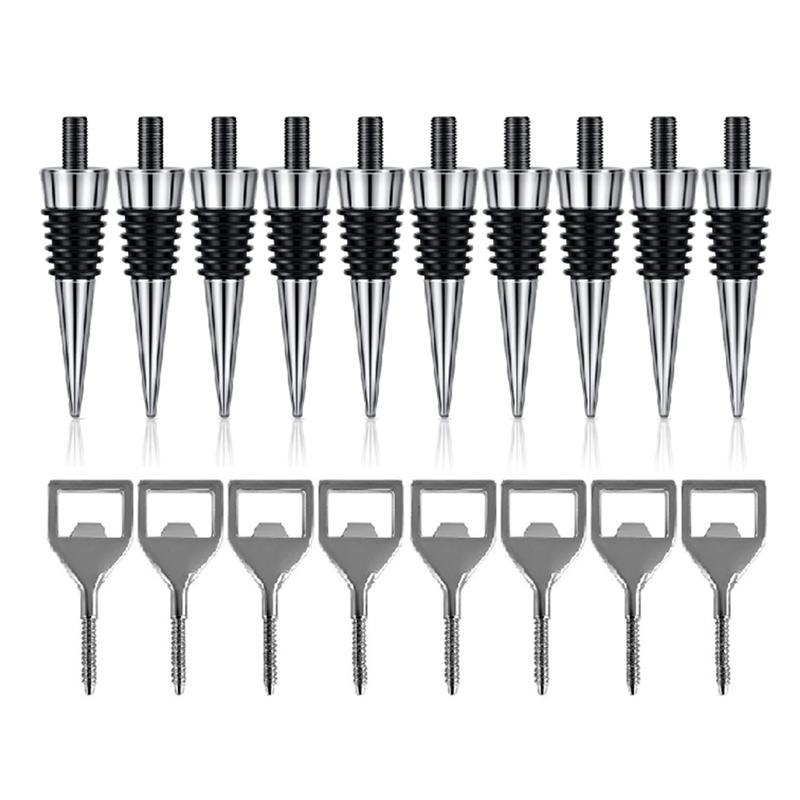 

M-Modern-10 Pcs Metal Wine Stopper And 8Pcs Blank Alloy Bottle Opener Chrome Bottle Stopper Bottle Opener Inserts Set Easy Insta разноцветный