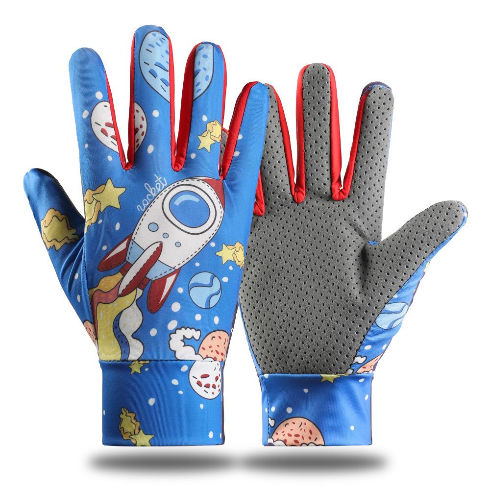 Children's Cycling Gloves Long Finger Thin Summer Sun Protection Children Cartoon Roller Slim Balance Bike Sports Boy and Girl Gloves