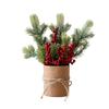 Christmas Artificial Pine Branches with Red Fruits Small Christmas Tree Tabletop Decoration Item Festival Decoration Setup Prop