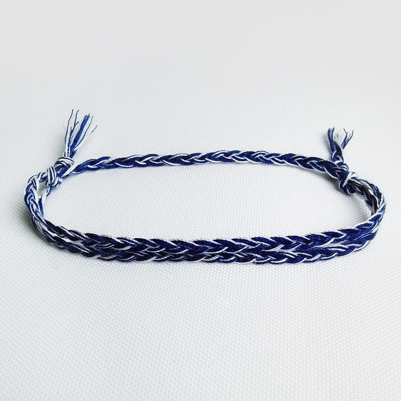 D600 Siebenfarbiges gewebtes Baumwoll-Strandarmband für Männer und Frauen blue