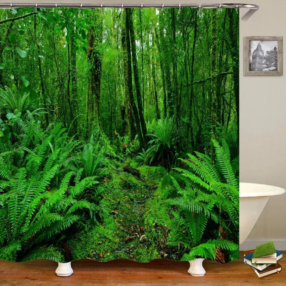 Forest Natural Scenery Shower Curtains 3d Printing Bath Curtains Polyester Washable Fabric With Hooks Home Decorative Screen