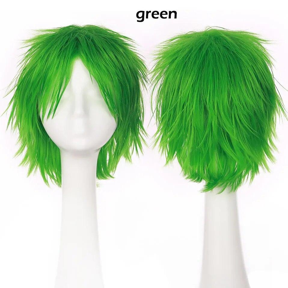 S-noilite Synthetic Short Wig Blue Brown Black Women Men Cosplay Costume Party Head Wigs Hair