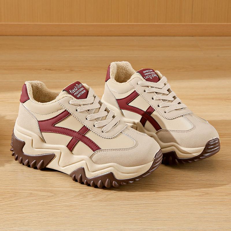 Fleece sports Forrest Gump shoes women's 2025 new versatile student running foreign style white shoes trendy warm casual shoes