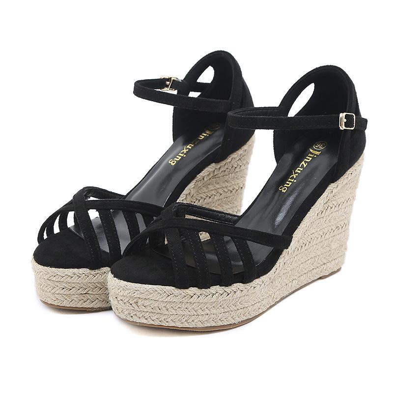 333-1 Slope heel high heel sandals 10CM waterproof table muffin thick-soled hemp rope woven fashionable inner heightening fish mouth shoes