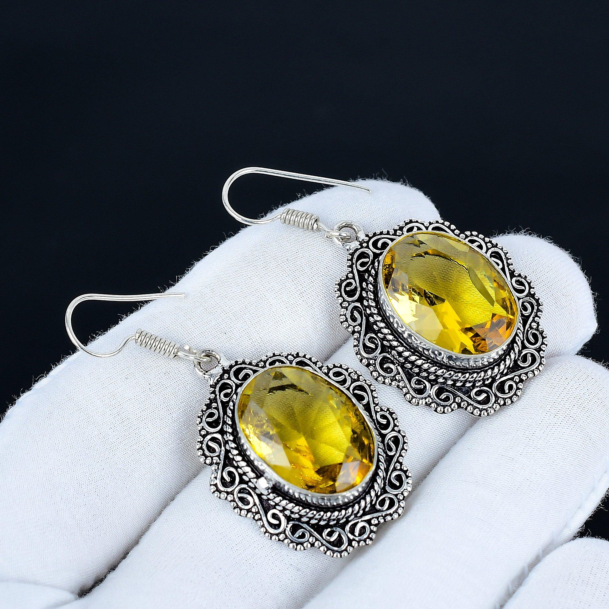 

Красивые серьги с цитрином, серьги из стерлингового серебра 925 пробы, серебряные серьги ручной работы для подарка, серьги-подвески с цитрином для вечеринки, подарок 5 Cm жёлтый