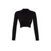 Black High Collar Draped Crop Blouse Twoaw24bz00164