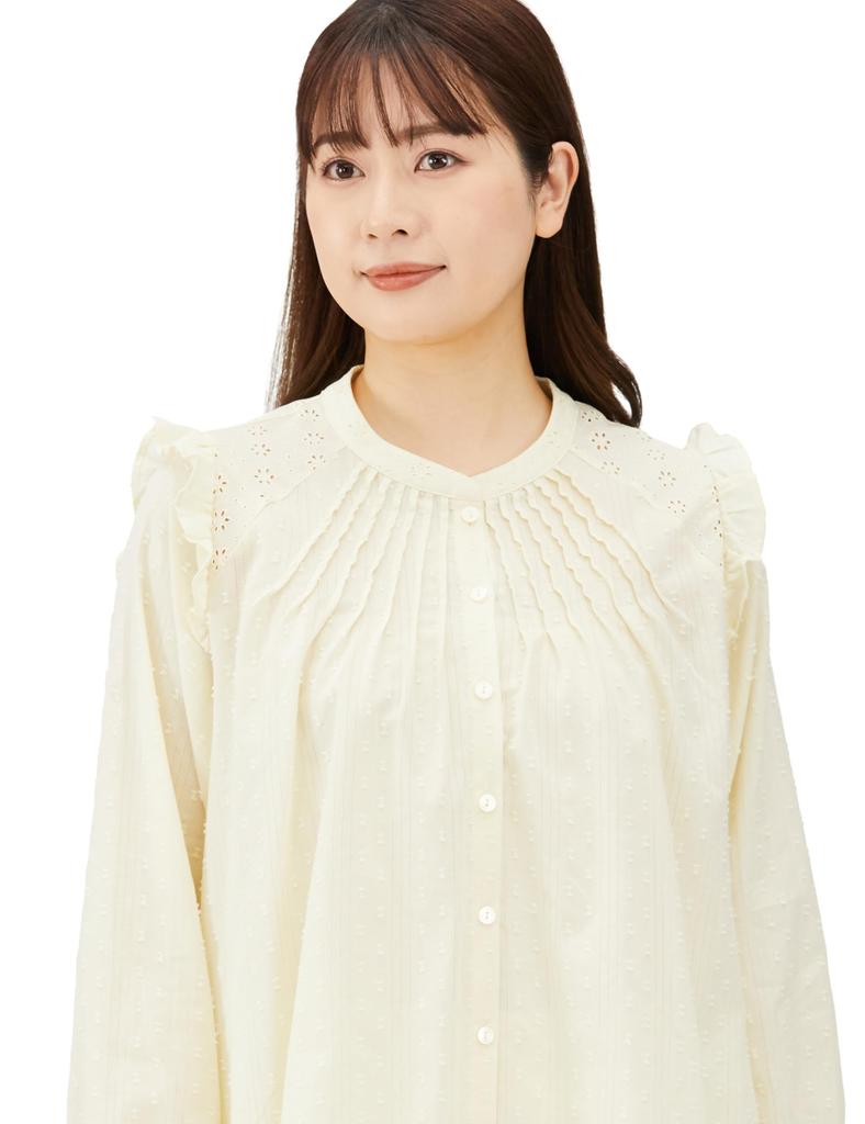 Narue Cotton Cut Dobby Pajama Cream Women's Set,