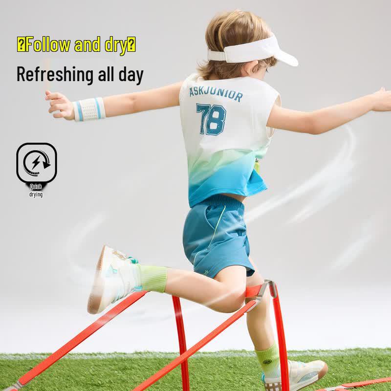 ASK JUNIOR Kids Quick-Dry Cooling T-Shirt & Shorts Set 120