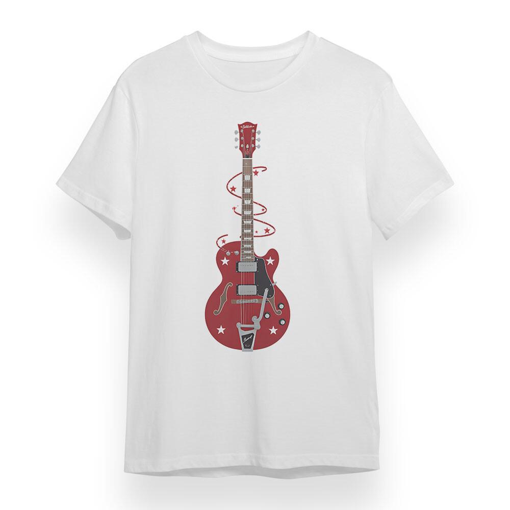 Men's Oversize T-shirt With Red Electric Guitar Graphic Unisex 100% Cotton Tee