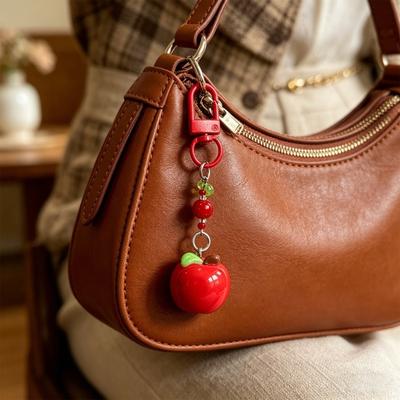 Keychain 3D Fruit Shape Keychain Pendant Red Green Fruit Charm Key Holder Mobile Phone Bag Hanging Ornament