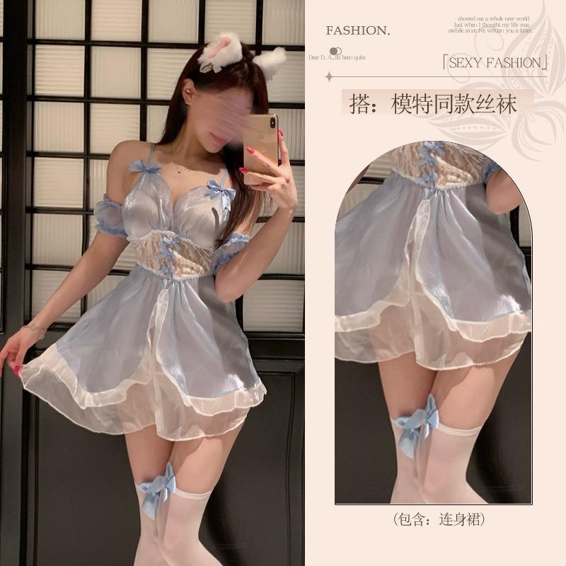 Sex Lingerie Maid Outfit Abstinence Department Large-scale Qqny Couple Love Fun Perspective Bright Sexy Pajamas