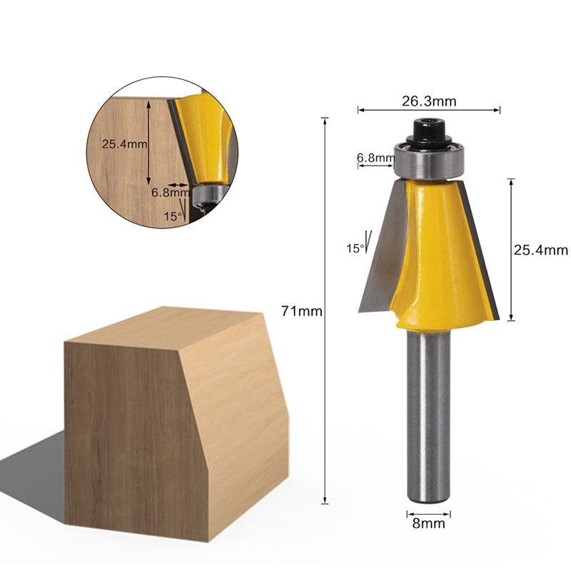 1/3pc 8MM Shank Chamfer Router Bit 15 22.5 30 Degree Milling Cutter for Wood Machine