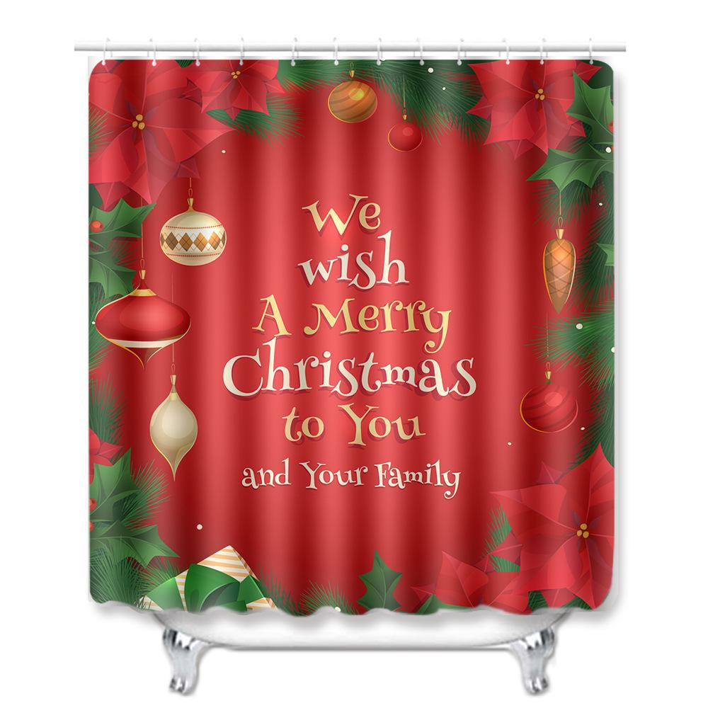 Christmas Home Door Mat Bathroom Shower Curtain Floor Mat Combination Four-Piece Set Bedroom Living Room Carpet