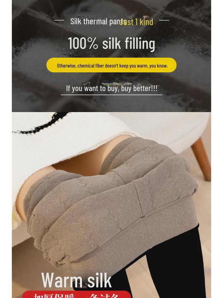 Velvet-Filled Silk Leggings: High-Waist, Slim Fit Winter Pants for Warmth and Style
