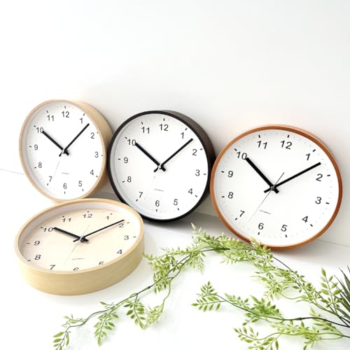 KATOMOKU Plywood Clock, China Dial, km-34M, Wall Clock, Continuous Second Hand, 25.2cm Diameter (quartz Clock)