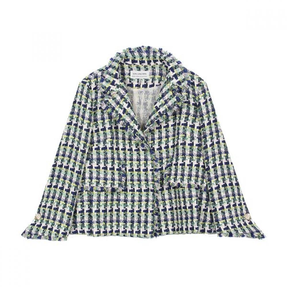 SON JUNG WAN Cut Off Tweed Jacket Zjk6161010
