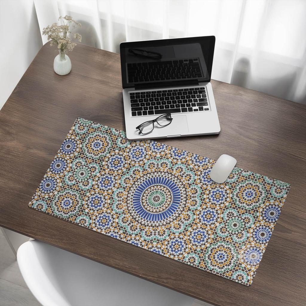 Modern Protective Mouse Mat Geometric Mosaic Pattern 90x45 cm