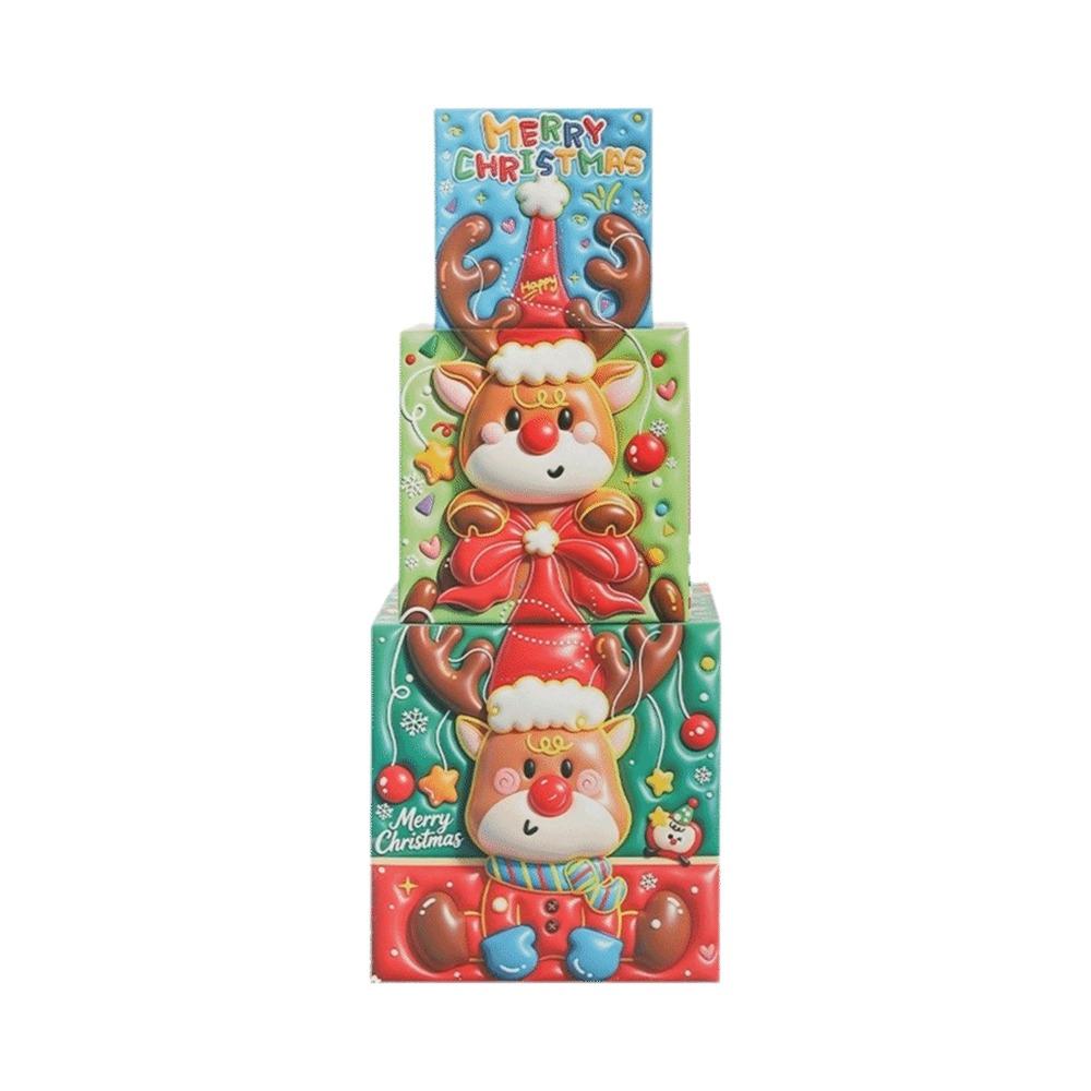 3pcs Snowman Christmas Gift Box Colorful Xmas Decor Funny Paper Candy Box Holiday Party