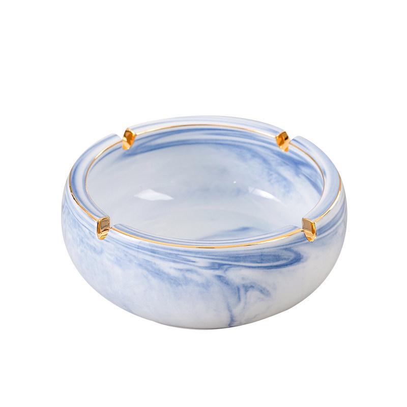 Nordic Retro Ceramic Ashtray - Large, Personalized, Trendy Blue Pink Design for Living Room