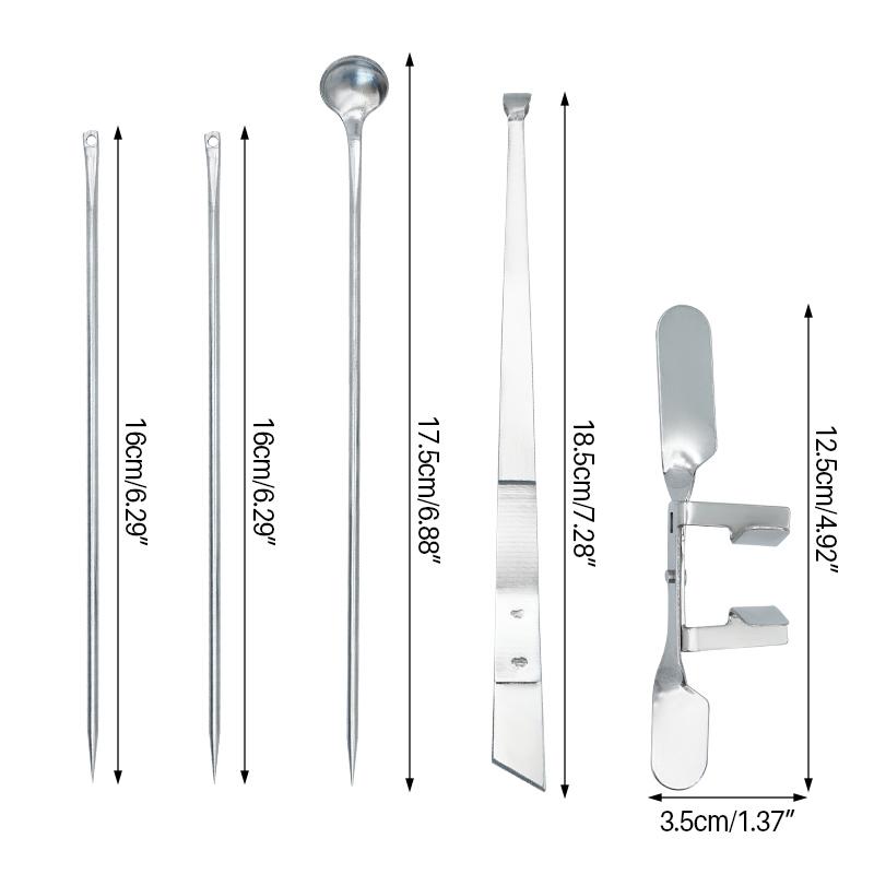 1set Chicken Castration Tool Stainless Steel Large Chicken Baby Chick Castration Cock Rooster Five-Piece Set Poultry Farm Tools