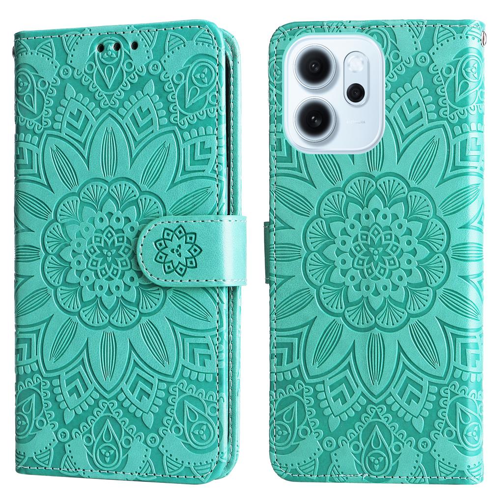 For Oppo Reno15 F 5G Case Sunflower Imprint Leather Wallet Phone Cover
