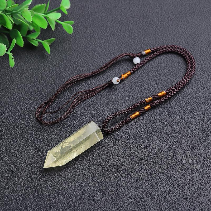 Natural Yellow Citrine Crystal Pendant Necklace for Courage Confidence Handmade
