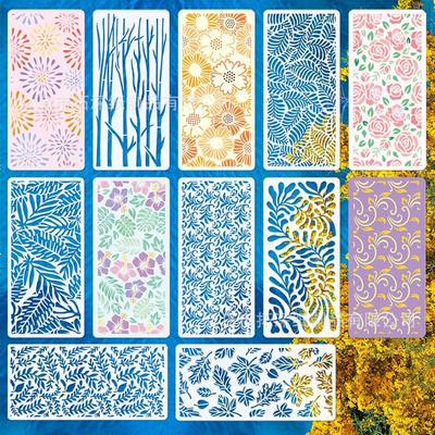 12 Stück Wiederverwendbare Blumen-Blätter-Schablonen Vorlage Sprühfarbe Bastel-Schablone für DIY Holz Wand Leinwand Boden Malvorlage