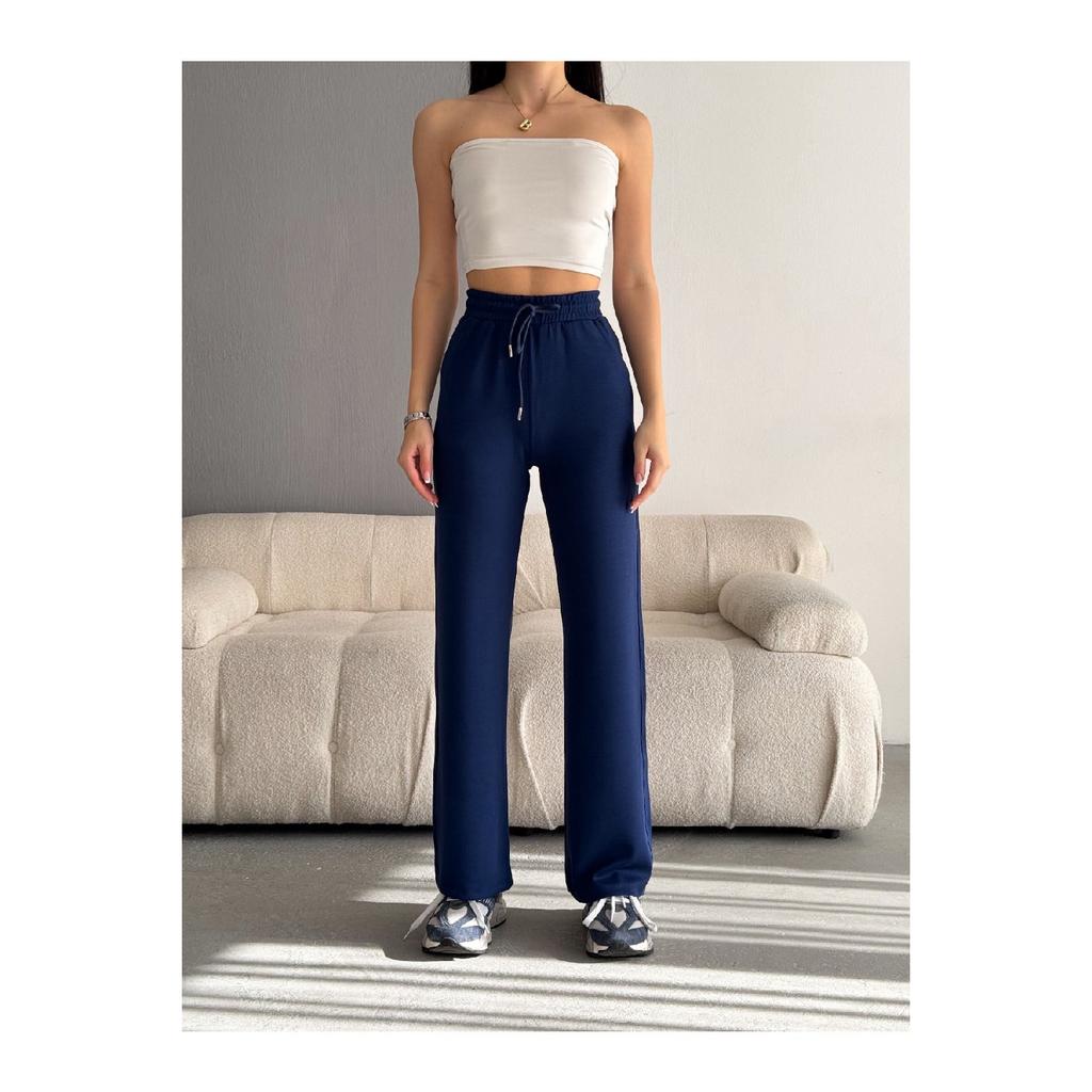 Women's Trend With Plenty Of Trotting Modal Fabric Tracksuit Six Double Pockets Wide Leg Sides With White Lane