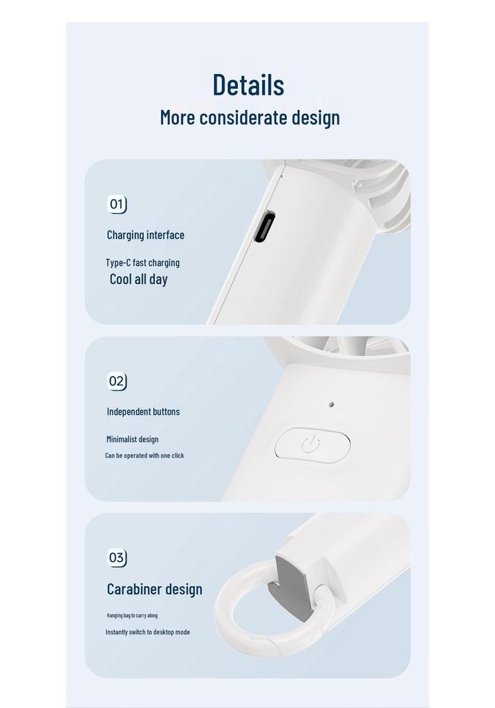 USB Rechargeable Mini Pocket Fan: Portable and Compact for Hiking