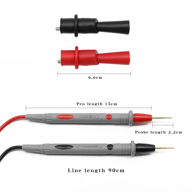 1 Pair Digital Multimeter Probe Soft-silicone-wire Needle-tip Universal Test Leads with Alligator Clip for LED Tester KTY