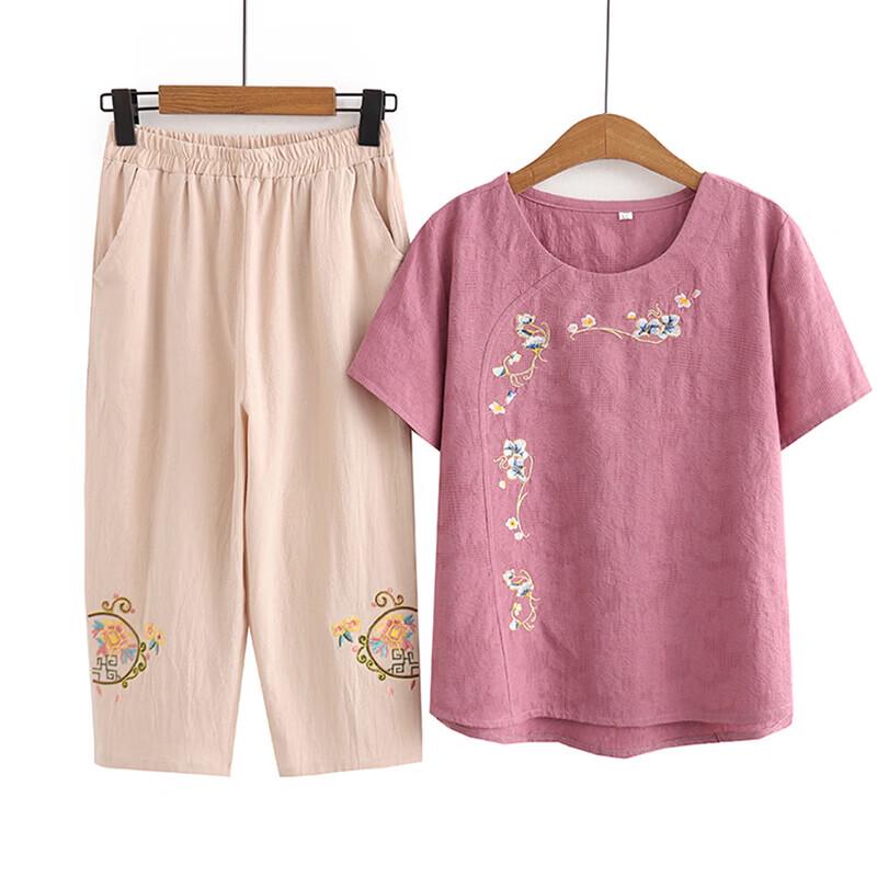 Women's Floral Pure Cotton Short Sleeve Summer Two-Piece Set