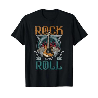 Vintage Retro 80s Rock Amp Roll Music Guitar Wings T Shirt Black Streetwear Stylish Soft Desig