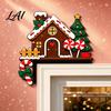 Christmas Party Supplies for House Wooden Door Topper Stickers Seasonal Frame Decoration L-shaped Corner Sign Cabin Home Wall Art Holiday