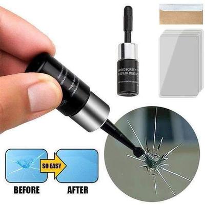 1 Cracked Glass Repair Kit Car Transparent Scratch Crack Reduction Glass Repair Fluid Set