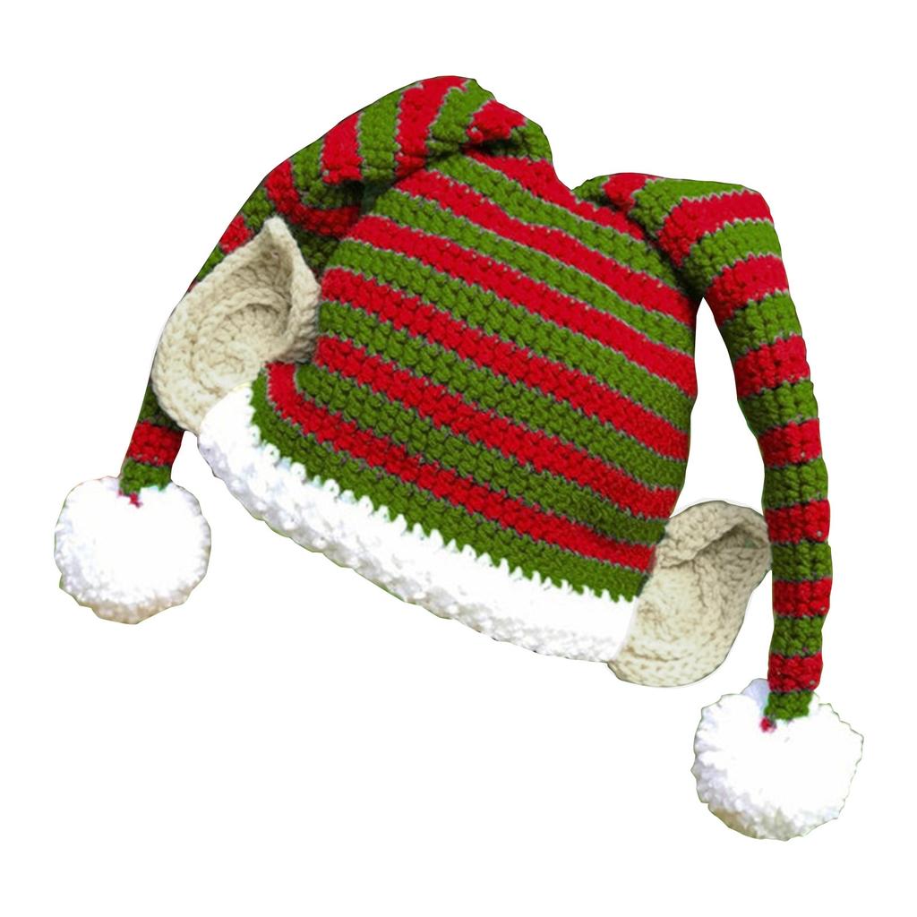 Christmas Santa Hats with White Plush Pom Knitted Christmas Party Hats Santa Hat for Adults Christmas Tree Ornament