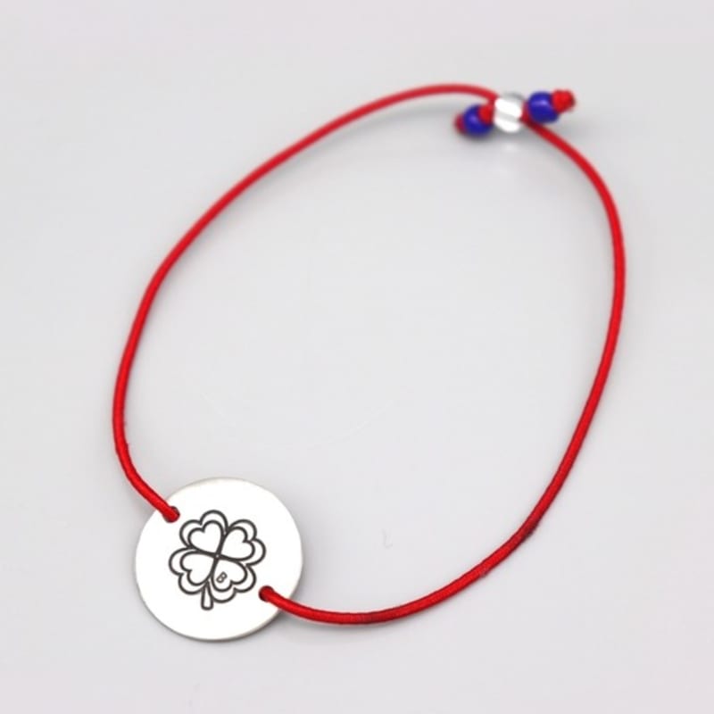 BONBEAU Engrave Silver Charm Color Band Bracelet Initial Lettering Engraved Silver Charm Color Knot Bracelet