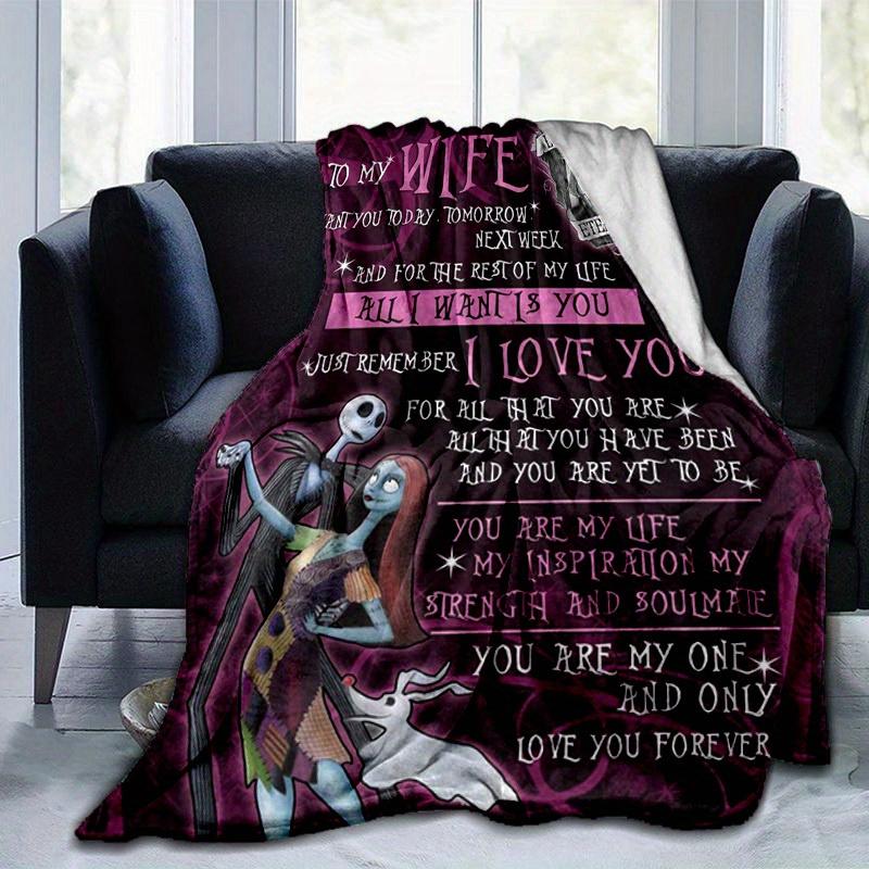 1pc. Nightmare Before Christmas Jack & Sally Romantic Love Eternal Blanket, Perfect for Home Decor, Gift Idea, Seasonal Use, Cartoon Throw B