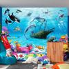 3d Cartoon Mural Underwater World Wallpaper Kid's Room Hoto Wall Papers Home Decor