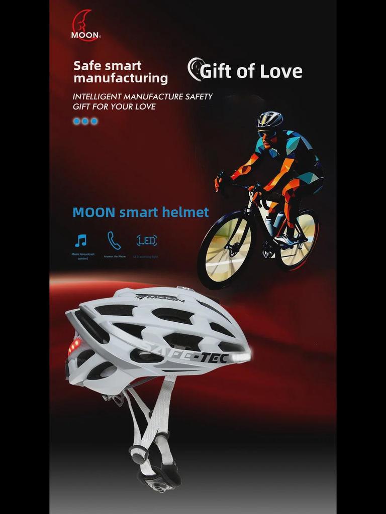 MOON Smart Bluetooth LED Cycling Helmet, Breathable Unisex Road & Mountain Bike Helmet