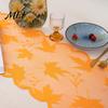 Fall Harvest Table Decor Runner Decorations, Maples Leaves Lace Orange Thanksgiving Dining Runner, Autumn Decorations for Kitchen Party Translucent